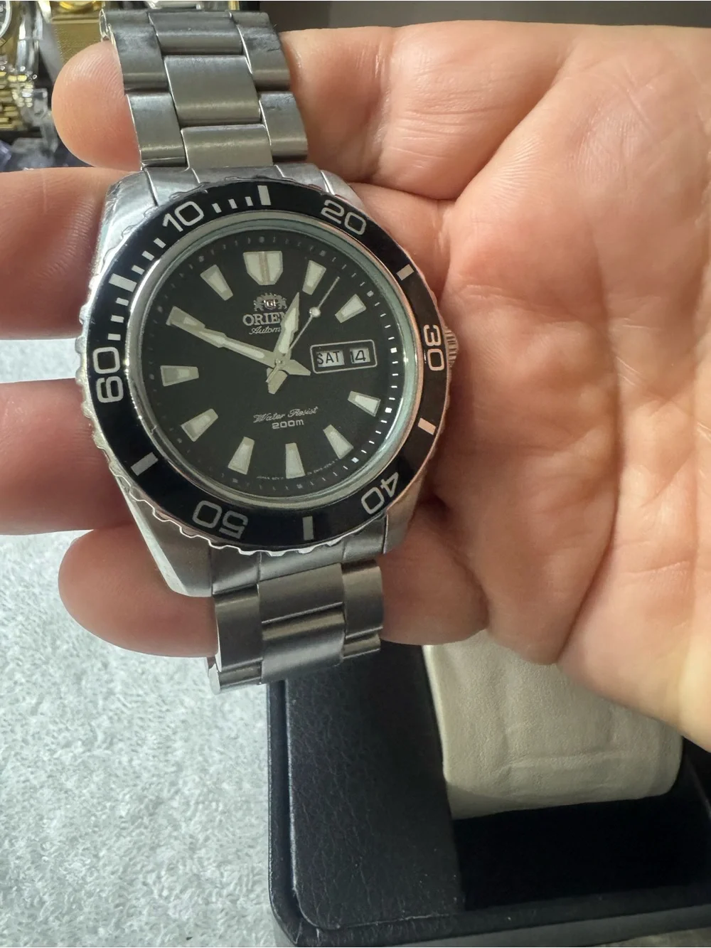 #201 Orient Men's Automatic Dive Watch - Black Dial, Stainless Steel